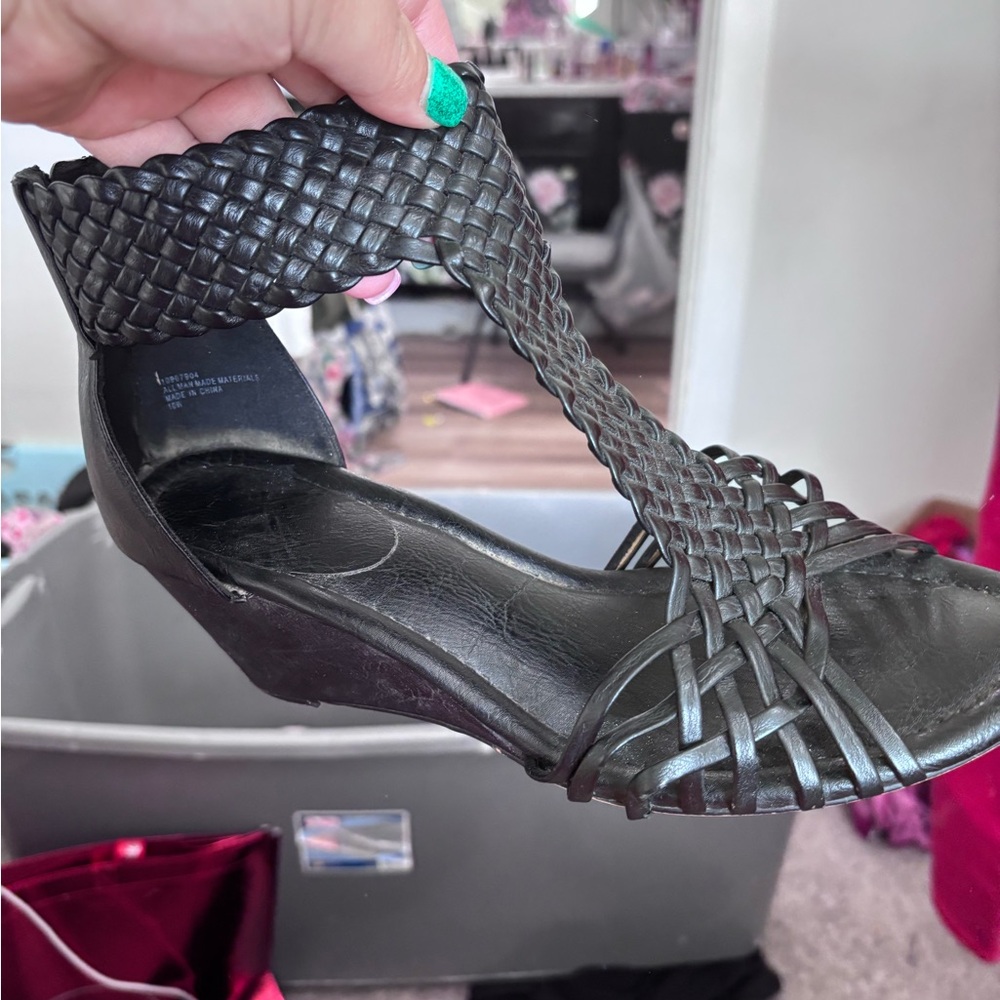 Torrid Black Woven Wedge Sandals